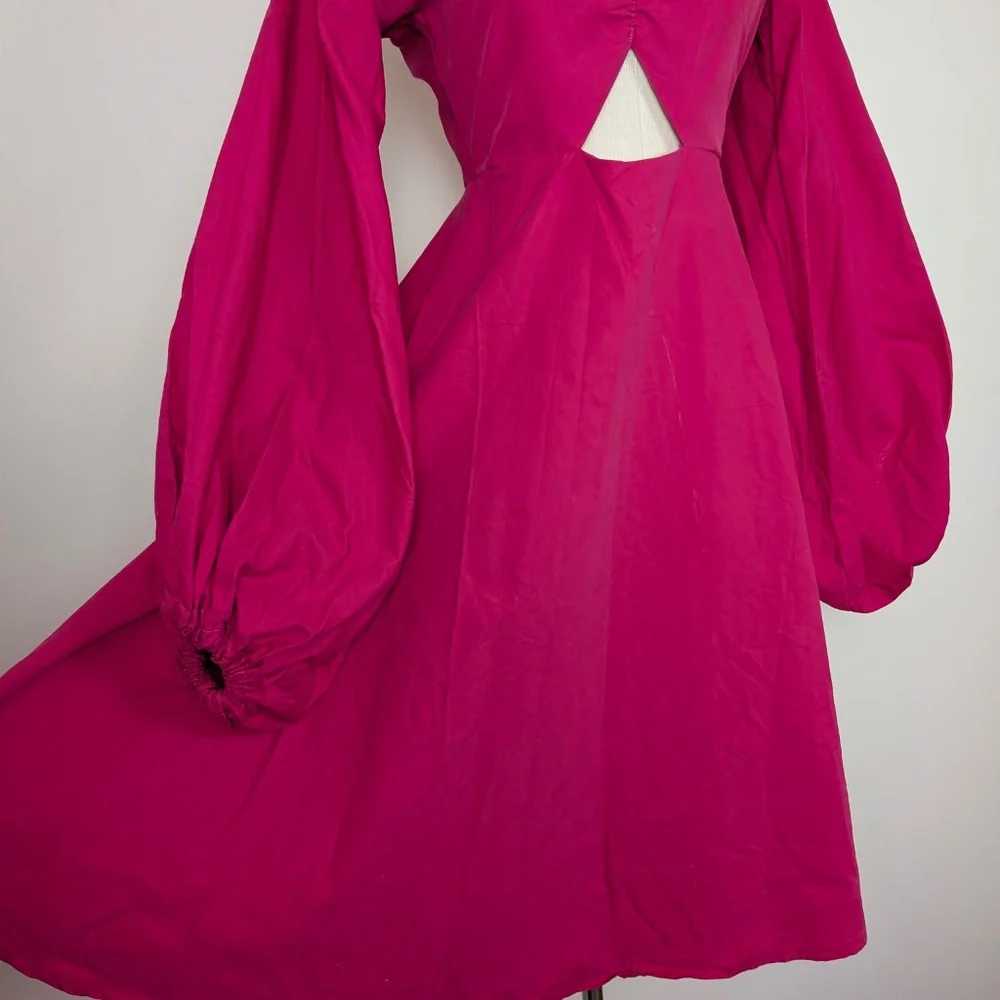 Handmade Puff Sleeve Dress Midi Size S Long sleeve - Picture 3 of 14